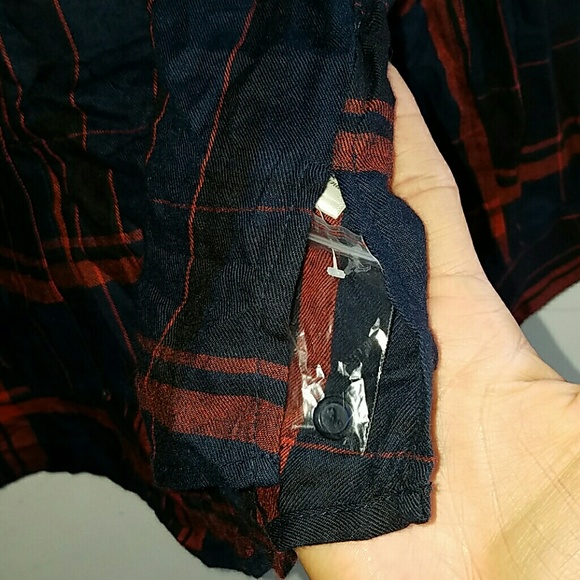 Navy &Burgundy Plaid-•Blue Rain•| ButtonUp Flannel - Picture 4 of 6